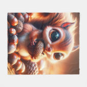 Fantasy Niedlich Eichhörnchen Holding Acorn Fleecedecke (Vorderseite (Horizontal))