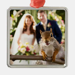 Fantasy Niedlich Eichhörnchen Verheirateten Paar Ornament Aus Metall