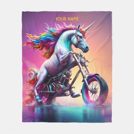 Fantasy Niedlich Einhorn Reiten Fleecedecke (Vorderseite)
