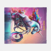 Fantasy Niedlich Einhorn Reiten Fleecedecke (Vorderseite (Horizontal))