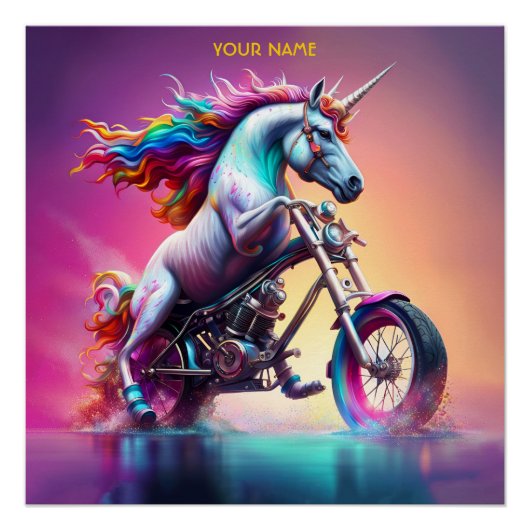 Fantasy Niedlich Einhorn Reiten Poster (Vorderseite)