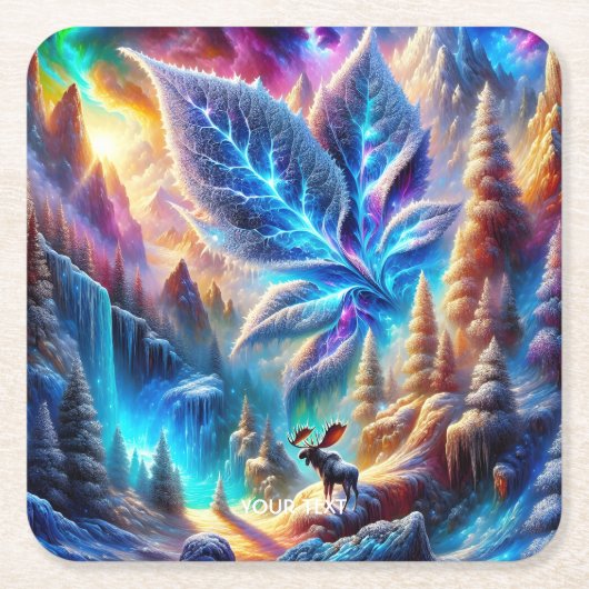Fantasy Niedlich Elch Leaf Colors Rechteckiger Pappuntersetzer (Vorderseite)