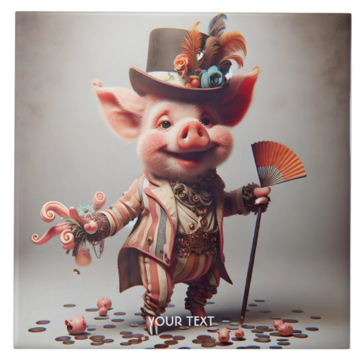 Fantasy Niedlich Elegante Nice Pig Fliese (Vorderseite)