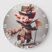 Fantasy Niedlich Elegante Nice Pig Große Wanduhr (Vorderseite)