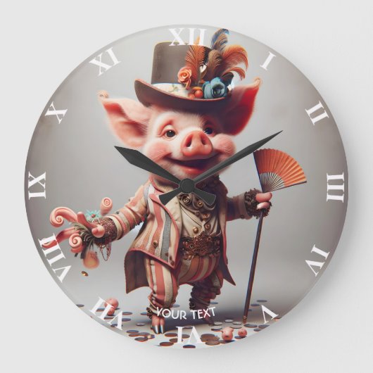 Fantasy Niedlich Elegante Nice Pig Große Wanduhr (Vorderseite)