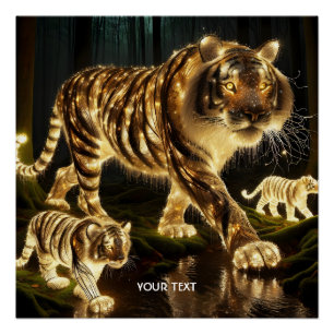 Fantasy Niedlich Enchanted Tiger Family Poster