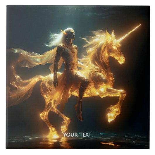 Fantasy Niedlich Ethereal Unterwasser Einhorn Fliese (Vorderseite)