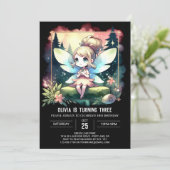 Fantasy Niedlich Fairy Birthday Einladung (Stehend Vorderseite)