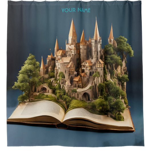 Fantasy Niedlich Fairytale Städtebuch Duschvorhang (Vorderseite)