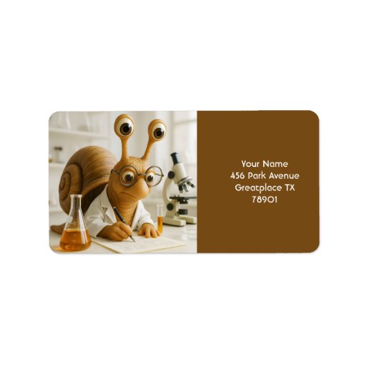 Fantasy Niedlich Famous Snail Scientist Adressaufkleber (Vorne)