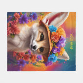 Fantasy Niedlich Fennec Fox Blume Fleecedecke (Vorderseite (Horizontal))