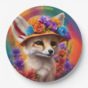 Fantasy Niedlich Fennec Fox Blume Pappteller