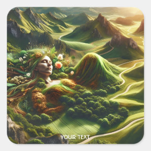 Fantasy Niedlich Fields Pflanze Frauen Quadratischer Aufkleber