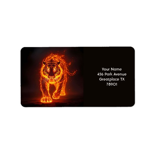 Fantasy Niedlich Fire Big Tiger Adressaufkleber (Vorne)