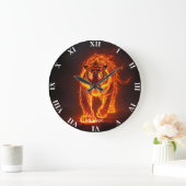 Fantasy Niedlich Fire Big Tiger Große Wanduhr (Zuhause)
