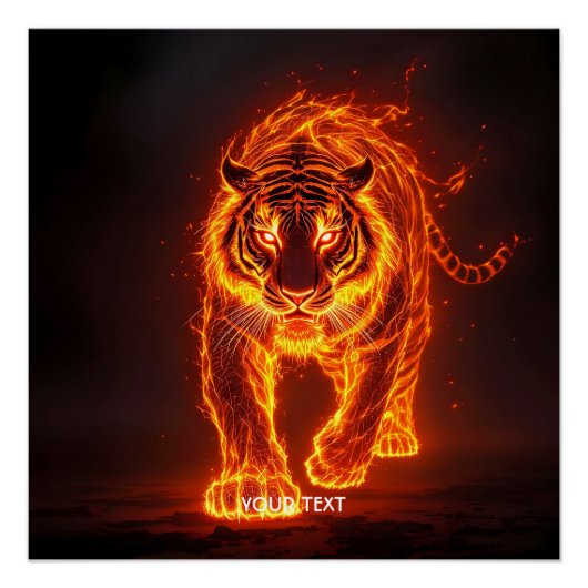 Fantasy Niedlich Fire Big Tiger Poster (Vorderseite)