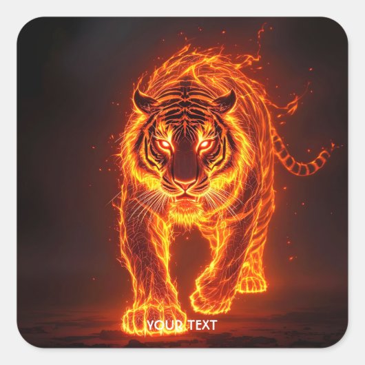 Fantasy Niedlich Fire Big Tiger Quadratischer Aufkleber (Vorderseite)