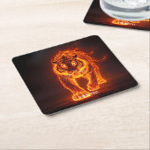 Fantasy Niedlich Fire Big Tiger Rechteckiger Pappuntersetzer (angewinkelt)