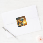 Fantasy Niedlich Fire Cloud Tiger Quadratischer Aufkleber (Umschlag)