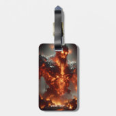 Fantasy Niedlich Fire Elemental Flames Gepäckanhänger (Rückseite vertikal)