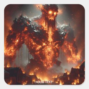 Fantasy Niedlich Fire Elemental Flames Quadratischer Aufkleber