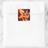Fantasy Niedlich Fire Elemental Violin Quadratischer Aufkleber (Tasche)