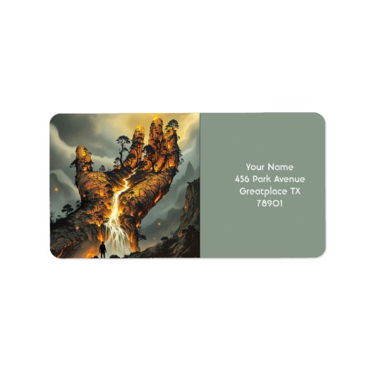 Fantasy Niedlich Fire Lava Hand Adressaufkleber (Vorne)