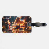 Fantasy Niedlich Fire Piano Gepäckanhänger (Rückseite horizontal)