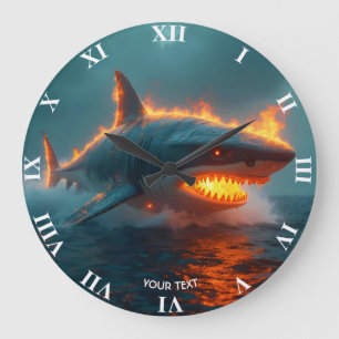 Fantasy Niedlich Fire Sharing Sea Große Wanduhr