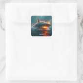 Fantasy Niedlich Fire Sharing Sea Quadratischer Aufkleber (Tasche)