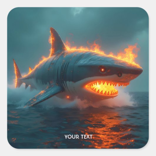 Fantasy Niedlich Fire Sharing Sea Quadratischer Aufkleber (Vorderseite)