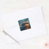 Fantasy Niedlich Fire Sharing Sea Quadratischer Aufkleber (Umschlag)
