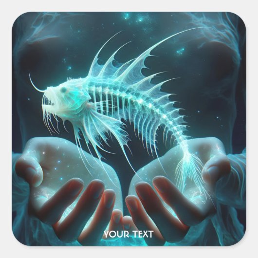 Fantasy Niedlich Fish HandSea Quadratischer Aufkleber (Vorderseite)