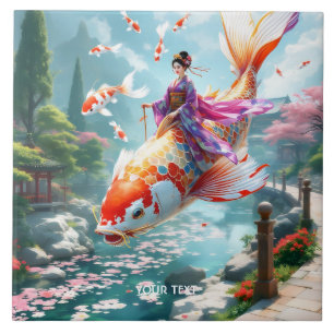 Fantasy Niedlich Fish Japanisches Mädchen Fliese