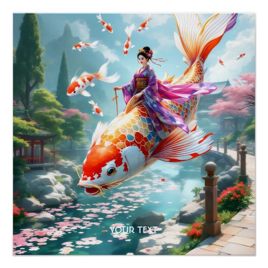 Fantasy Niedlich Fish Japanisches Mädchen Poster (Vorderseite)