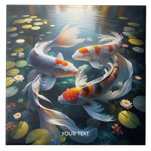Fantasy Niedlich Fish Lake Blume Fliese (Vorderseite)