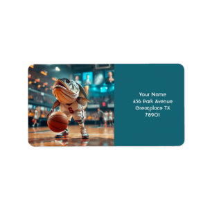 Fantasy Niedlich Fish Playing Basketball Adressaufkleber