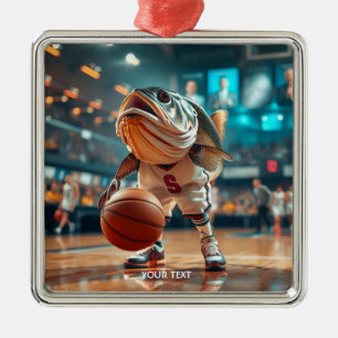 Fantasy Niedlich Fish Playing Basketball Ornament Aus Metall