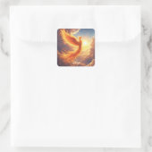 Fantasy Niedlich Flaming Phoenix Steigung Quadratischer Aufkleber (Tasche)