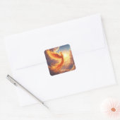 Fantasy Niedlich Flaming Phoenix Steigung Quadratischer Aufkleber (Umschlag)