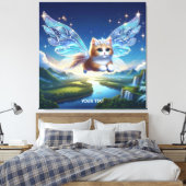 Fantasy Niedlich Flying Cat Wings Leinwanddruck (Insitu (Schlafzimmer))