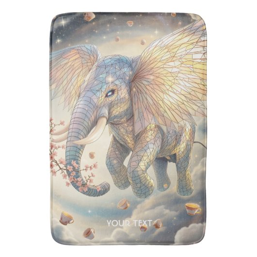 Fantasy Niedlich Flying Elephant Sakura Badematte (Vorderseite Vertikal)