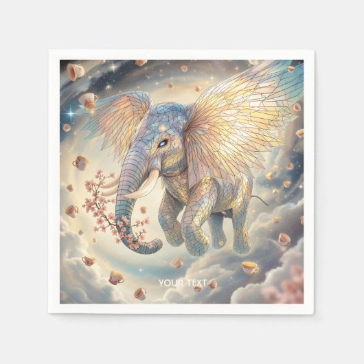Fantasy Niedlich Flying Elephant Sakura Serviette (Vorderseite)