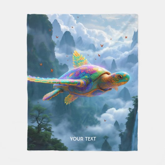 Fantasy Niedlich Flying Rainbow Turtle Fleecedecke (Vorderseite)