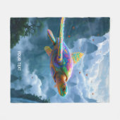 Fantasy Niedlich Flying Rainbow Turtle Fleecedecke (Vorderseite (Horizontal))