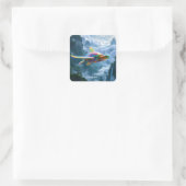 Fantasy Niedlich Flying Rainbow Turtle Quadratischer Aufkleber (Tasche)