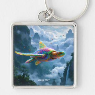 Fantasy Niedlich Flying Rainbow Turtle Schlüsselanhänger