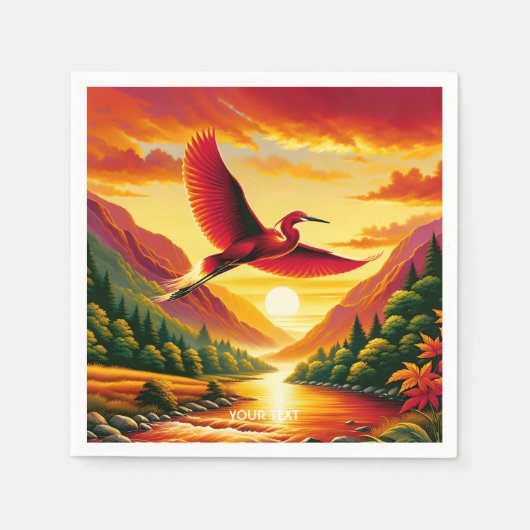 Fantasy Niedlich Flying Red Egret Serviette (Vorderseite)