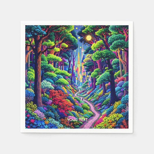 Fantasy Niedlich Forest and City Serviette (Vorderseite)