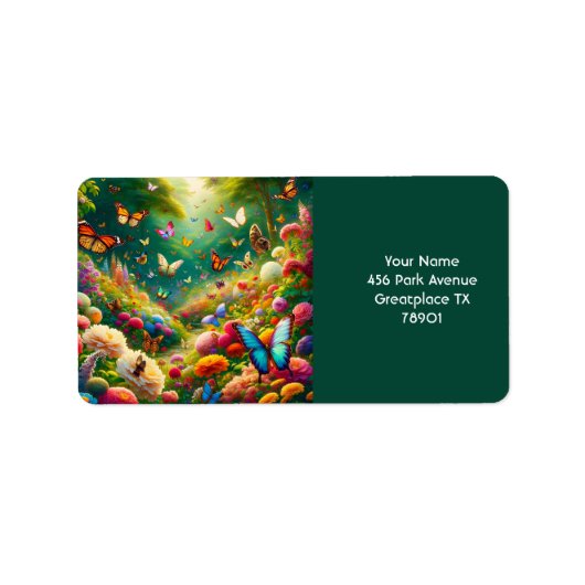 Fantasy Niedlich Forest Blume Schmetterlinge Adressaufkleber (Vorne)